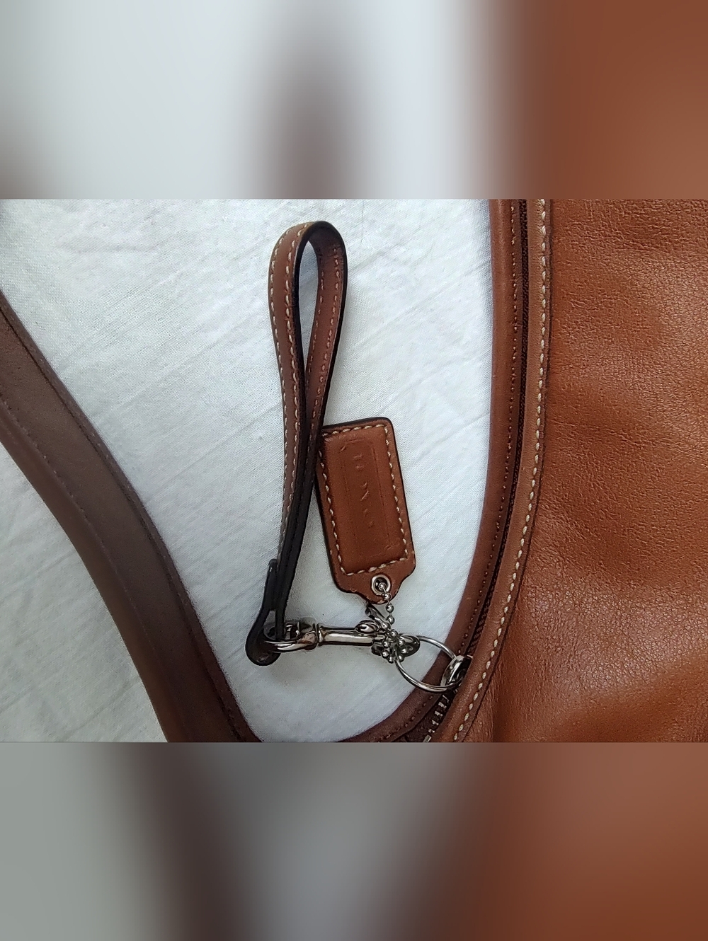 Coach Classic Brown Leather Hobo Shoulder Bag Y2K F12348 Blue Silver Ergo Large - Picture 6 of 11
